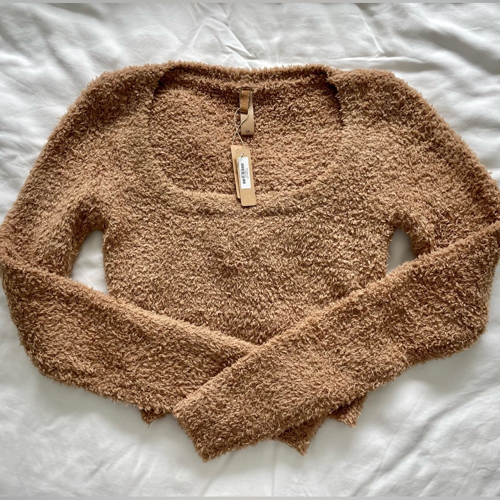 SKIMS Cozy Collection Cropped Scoop Neck Top